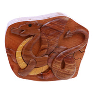 Tyrannosaurus-Rex With Wings Handcrafted Wooden Dinosaur Secret Jewelry Puzzle Box - Lovely Tyrannosaurus