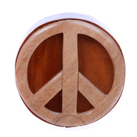 Handcrafted Wooden Peace Sign Shape Secret Jewelry Puzzle Box -Peace Sign