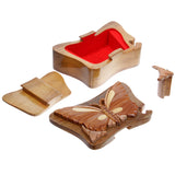 Butterfly Shape Handcrafted Wooden Secret Jewelry Puzzle Box - Butterfly