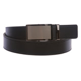 Men's Plain Leather Slide Ratchet Dress Belt with Automatic Buckle