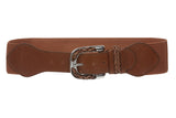 2 1/4" Wide High Waist Fashion Stretch Belt with braided buckle Size: One-