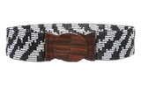 2 1/4" Beaded Stretch Belt with Polished Wood Buckle