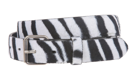 Snap On Zebra Print Leather Belt