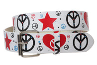 Snap On Peace Sign Printed Fashion Belt