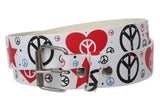 Snap On Peace Sign Printed Fashion Belt