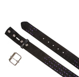 Snap On 1 1/2" Purple & Black Checkerboard Punk Rock Studded Belt