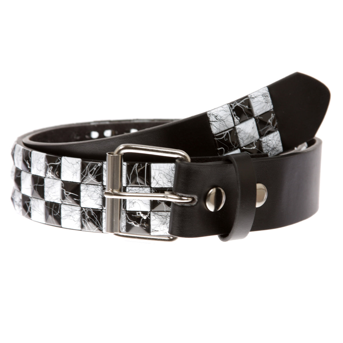 8431 Unisex Faux Leather Punk Rock Buckle Belt Fashion Rivets Checkerboard s-l1200.jpg main image 2