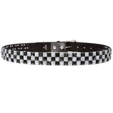 Snap On 1 1/2" White & Black Checkerboard Punk Rock Studded Belt
