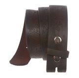 Snap On Embossed Leather Casual Belt Strap