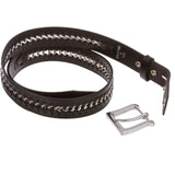 Men's Metal Chain Snap On Oil Tanned Stitch Edge Leather Belt