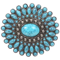 Oval Flower Turquois Stone Belt Buckle