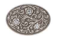 Oval Engraving Rhinestone Flower Belt Buckle