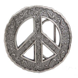 Round Perforated Floral Engraving Peace Sign Belt Buckle