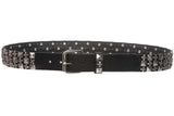 1 1/2" Snap on Punk Rock Star Studs & Cross Leather Belt