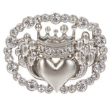 Perforated Rhinestone Crown & Heart Plaque Oval Buckle