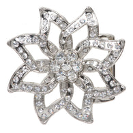 Cut Out Rhinestone Perforated Flower Belt Buckle