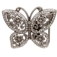 Perforated Rhinestone Butterfly Belt Buckle