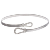 Women's Rhinestone Skinny Knot Buckle Piece Stretch Waist Chain Belt