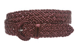 Women's 1 1/4" Inch Wide Hand Made Metallic Braided Woven Casual Belt