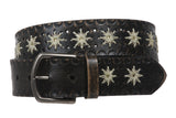 Snap on Flower Embossing Vintage Leather Belt