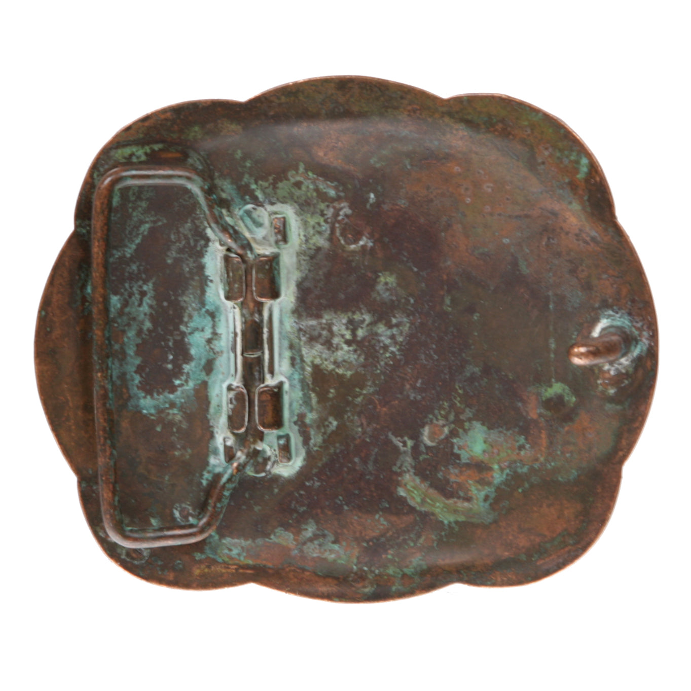 Western Vintage Brass Oval Belt Buckle with Patina on Random Spots