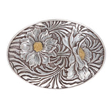 Oval Sunflower Engraving Belt Buckle