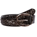 Women's Vintage Cowhide Nail heads Multi Layer Circle Studded Leather Jean Belt