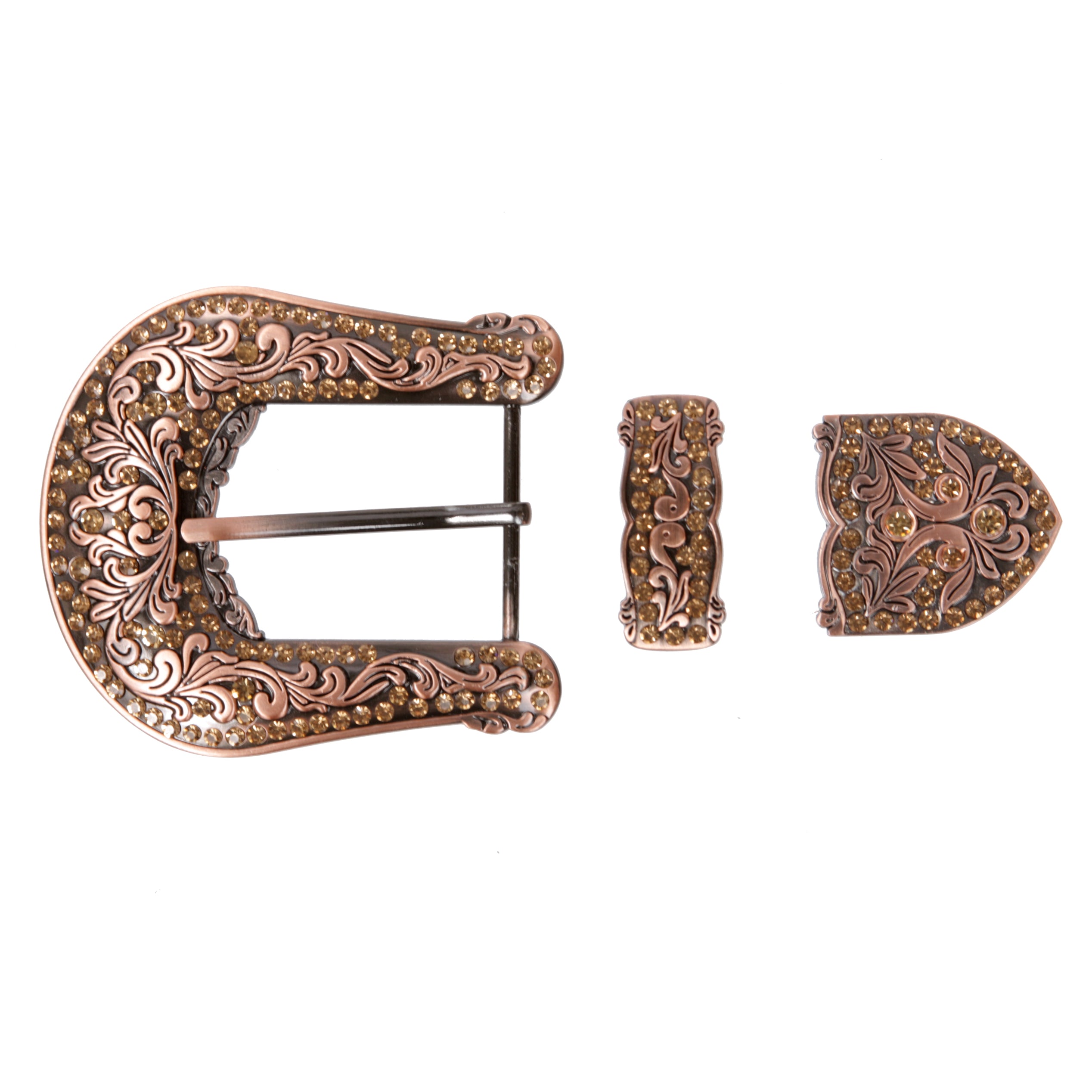 Western Floral Scroll Rhinestone Belt Buckle Set for Replacement Leather Craft