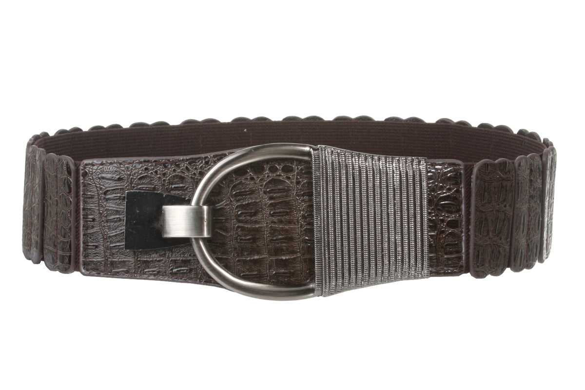 2" Wide High Waist Alligator Texture Fashion Stretch Belt