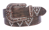 Western Cowgirl Rhinestone Studded Leather Belt