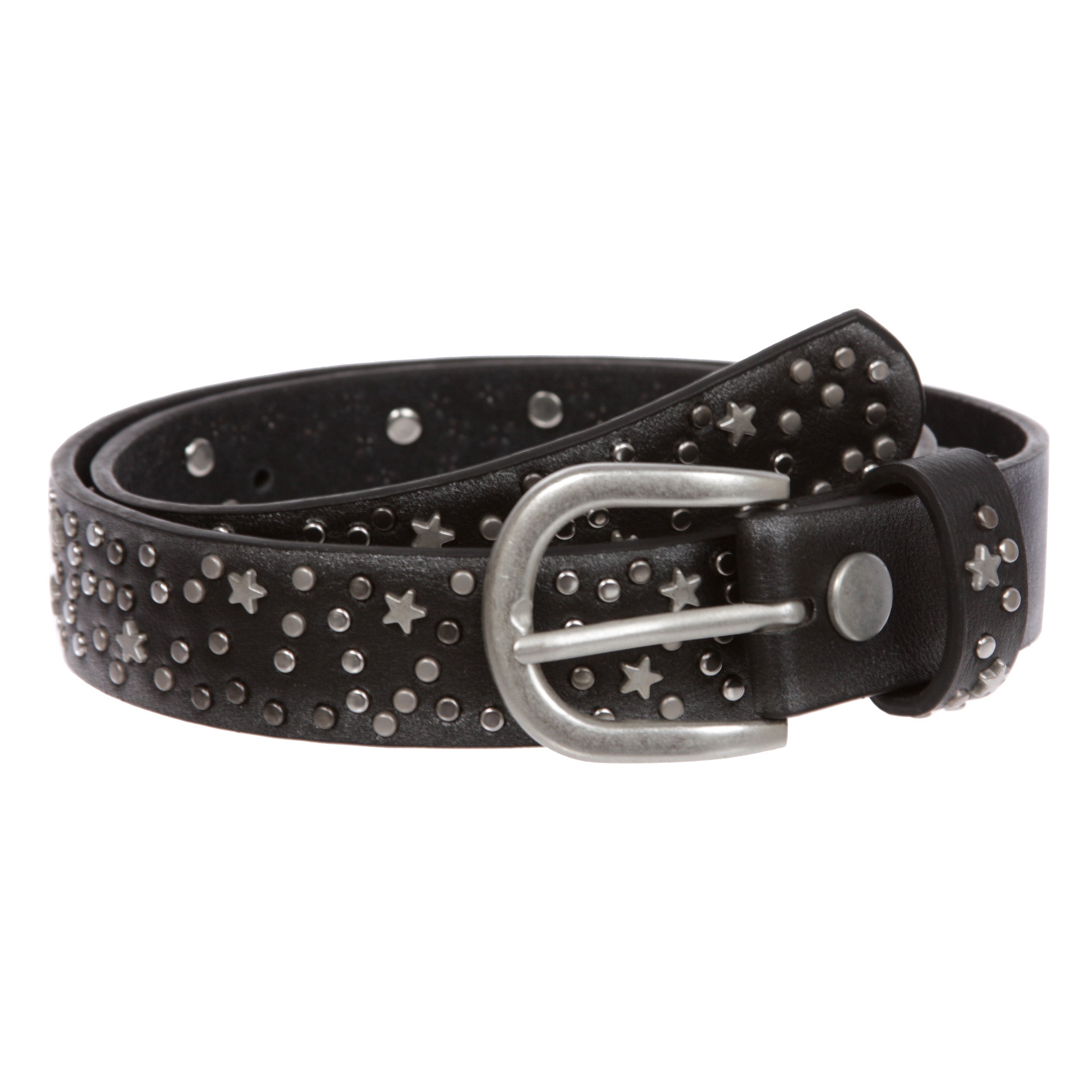 Kids 1 1/8" (30 mm) Boys And Girls Snap On Star Circle Studded Belt