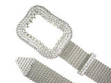 Ladies Clear Rhinestone Rectangular Metal Ball Chain Belt