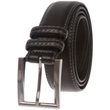 Men's Feather Edged Leather Casual Belt with Stitch Edge