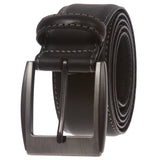 Men's Feather Edged Italian Leather Casual Belt with Stitch Edge