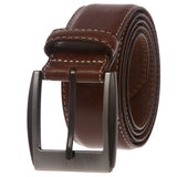 Men's Feather Edged Italian Leather Casual Belt with Stitch Edge