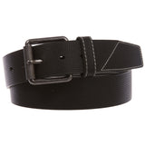 1 1/2"(38mm) Men's Embossed Stitch-Hole Leather Casual Jean Belt