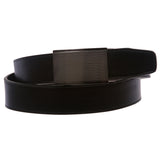 Men's Plain Leather Slide Dress Belt with Automatic Buckle