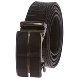 Men's Alligator Leather Automatic Buckle Slide Ratchet Dress Belt
