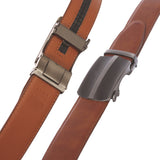 Men's 35mm Gunmetal Automatic Buckle Slide Ratchet Clamp Leather Dress Belt