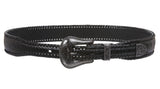 Western Croco Print  Braiding Edged Leather Belt