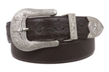 Western Faux Ostrich Print Stitching-Edged Leather Belt