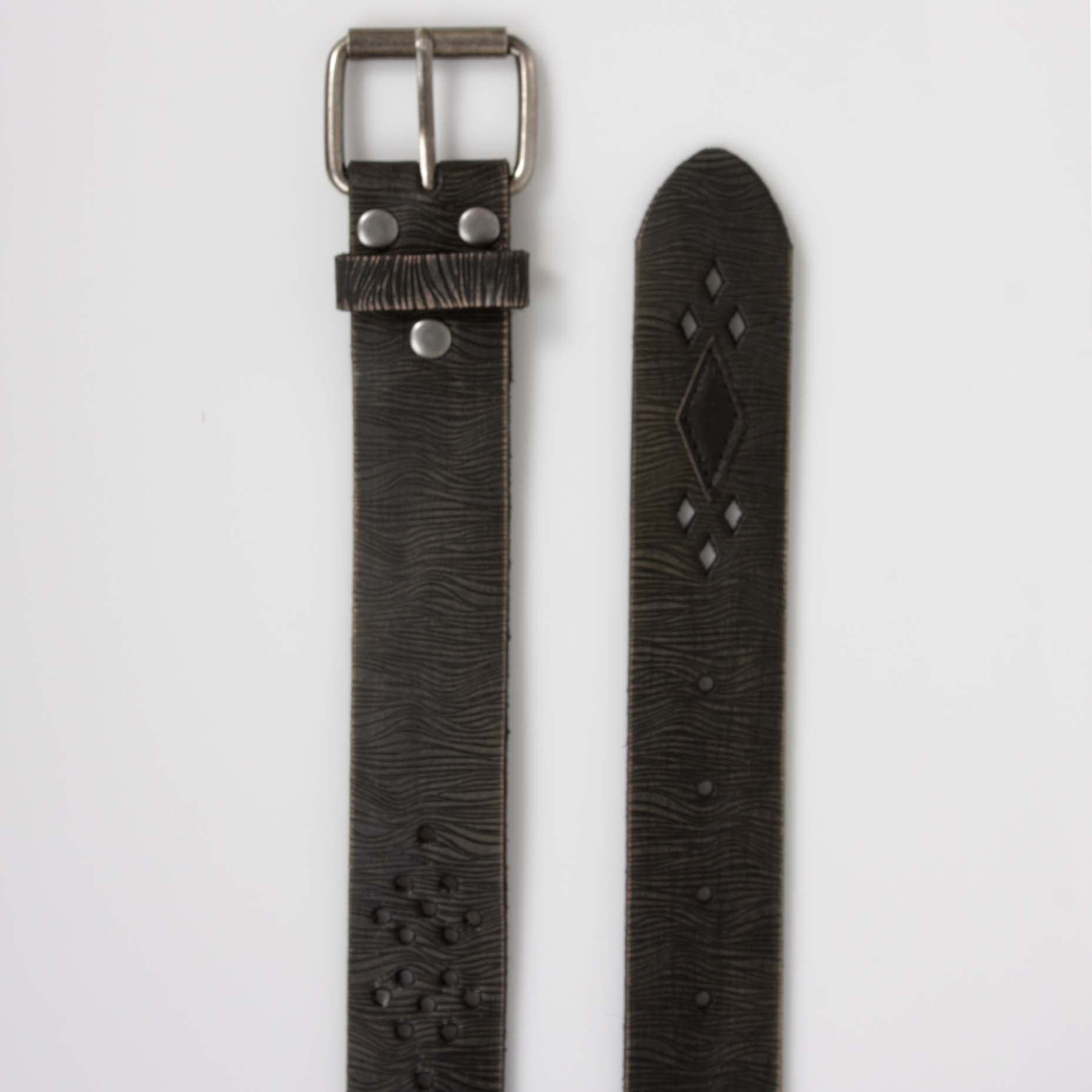 1 1/2" (38 mm) Snap on Perforated Vintage Leather Jean Belt