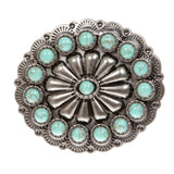 Western Turquoise Oval Round Belt Buckle