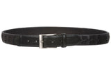 Men's 1 1/4 Inch (34 mm) Embossed Alligator Texture Braided Genuine Leather Dress Belt