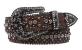 Western Cowgirl or Cowboy Rhinestone Bling Circle Studded Leather Belt