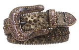 Western Cowgirl or Cowboy Rhinestone Bling Circle Studded Leather Belt
