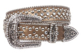 Women's Cowgirl Western Rhinestone Leather Belt