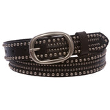 Snap on Oval Riveted Nailheads Studded Skinny Leather Jean Belt