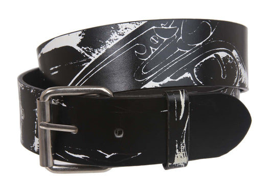 Snap On Skull and Gun Tattoo Ink Fashion Bonded Leather Belt