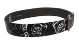 Snap On Skull and Gun Tattoo Ink Fashion Bonded Leather Belt